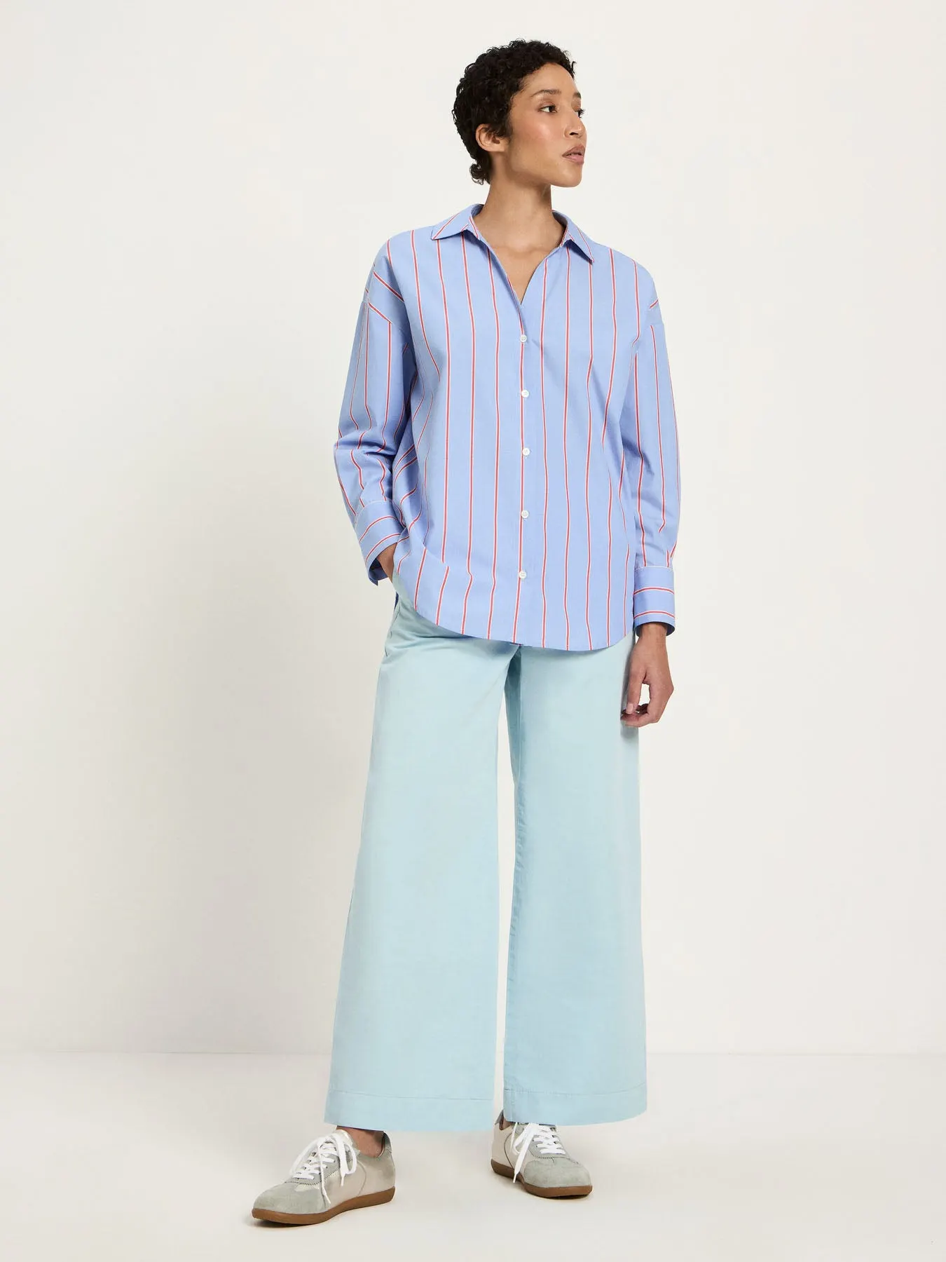 Chemise en coton bio | rayé bleu et rouge "streifenhemd - blue/ lava red", Lanius, photo 2