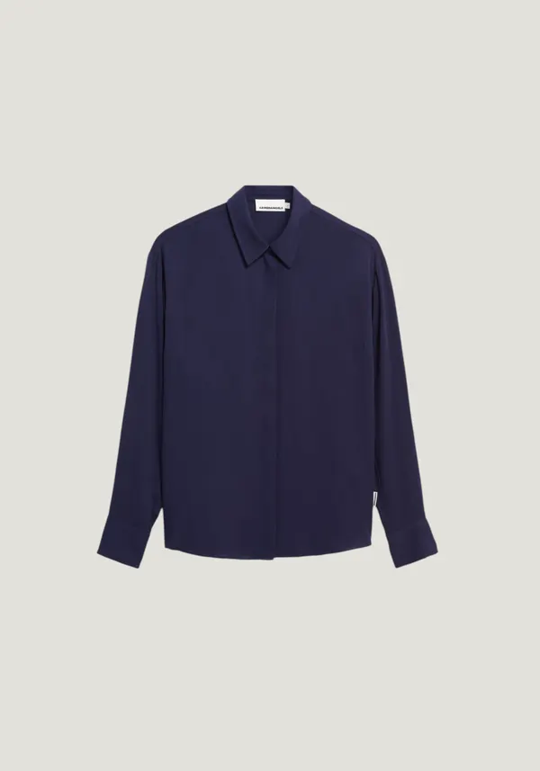 Blouse en viscose ecovero | bleu "larisaana longsleeve blouse - tinted navy", Armedangels