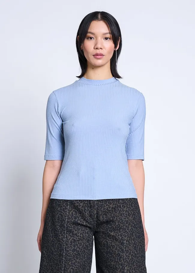 T-shirt côtelé en tencel | bleu clair "nina - mid - blue", Jan'n June, photo 1