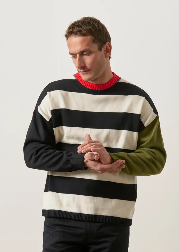 Pull en coton bio | rayé "Color sleeve sweater", NWHR