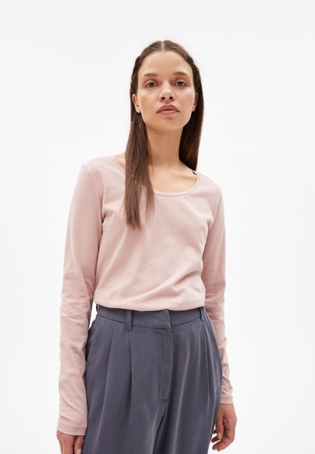 T-shirt à manches longues rose en coton bio - eleaa kinoko