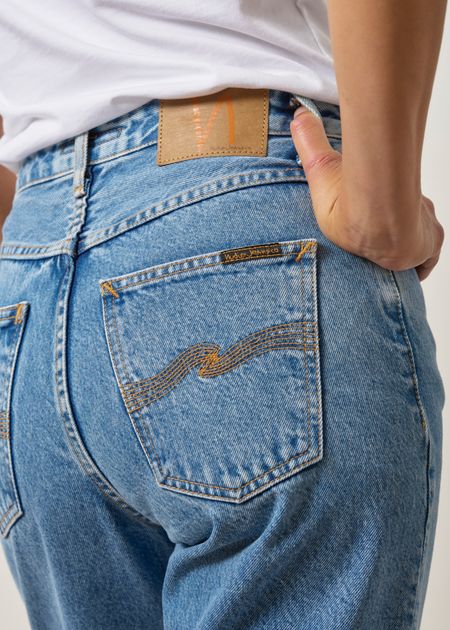 Jean mom en coton bio | bleu "breezy britt casual blue" - Nudie Jeans