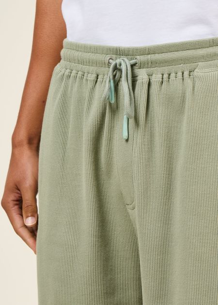 Short en coton bio | vert "essingen waffle iceberg green" - Dedicated