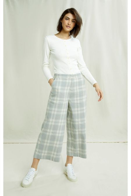 Pantalon ample gris à carreaux en coton bio - susan, People Tree, photo 4