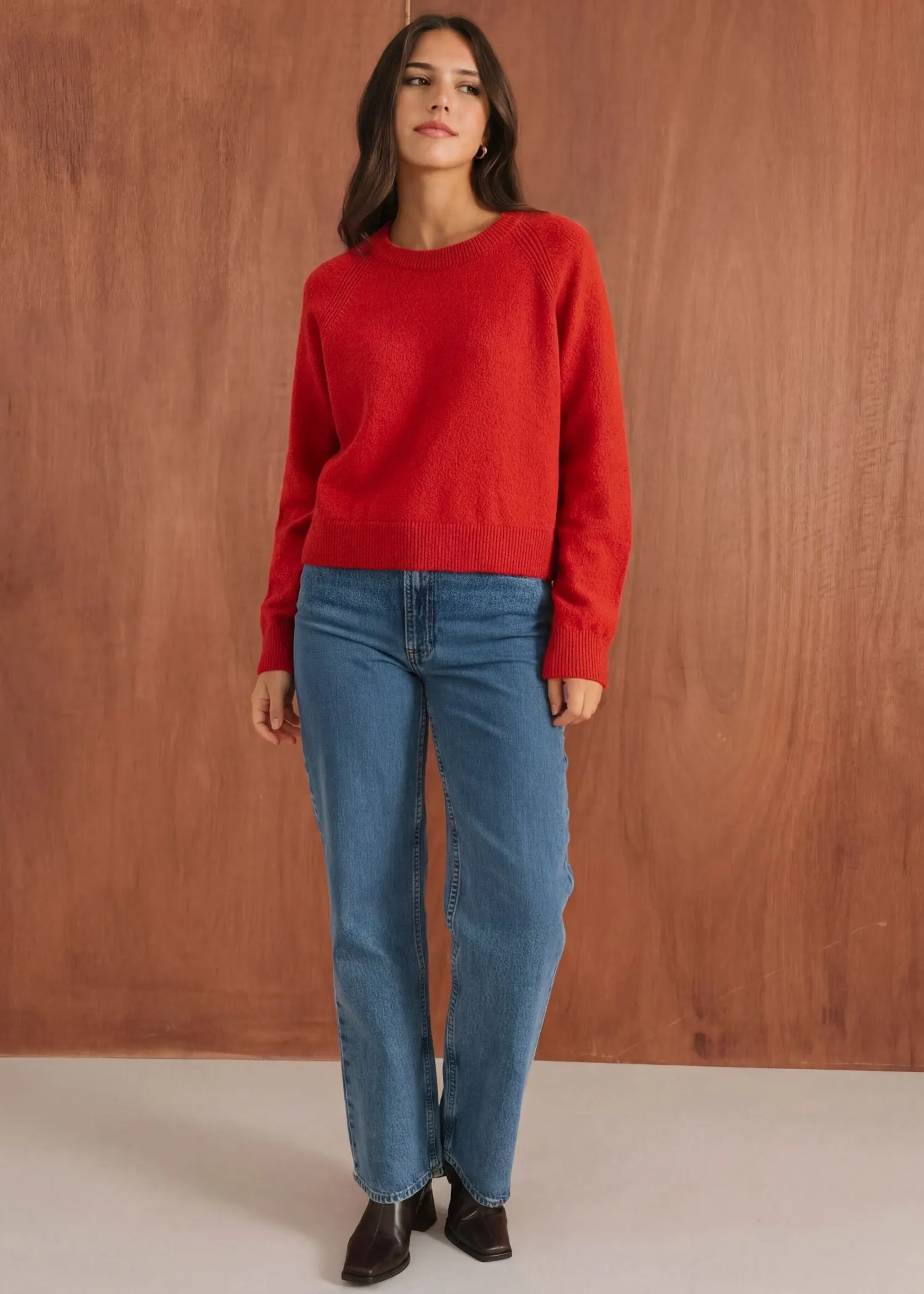 Pull boxy en laine mérinos recyclée | rouge, WeDressFair, photo 4
