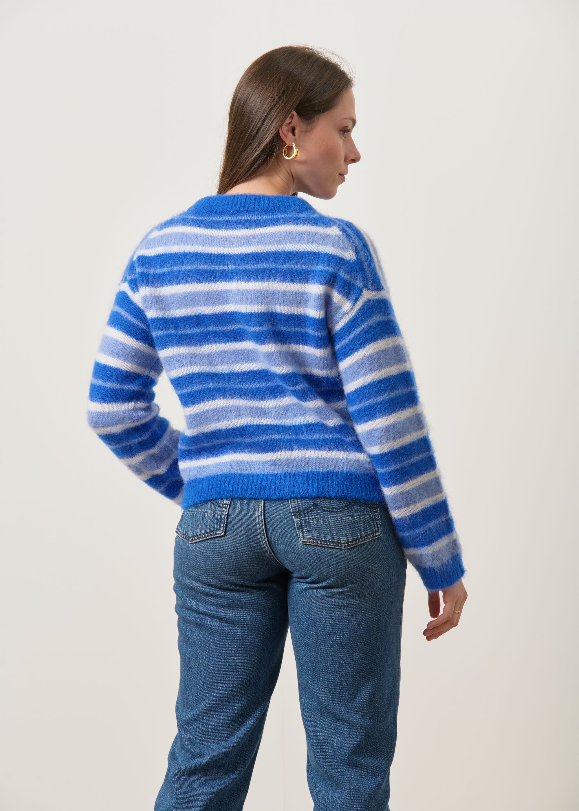 Gilet en mohair certifié | rayé bleu "moha", WeDressFair, photo 5