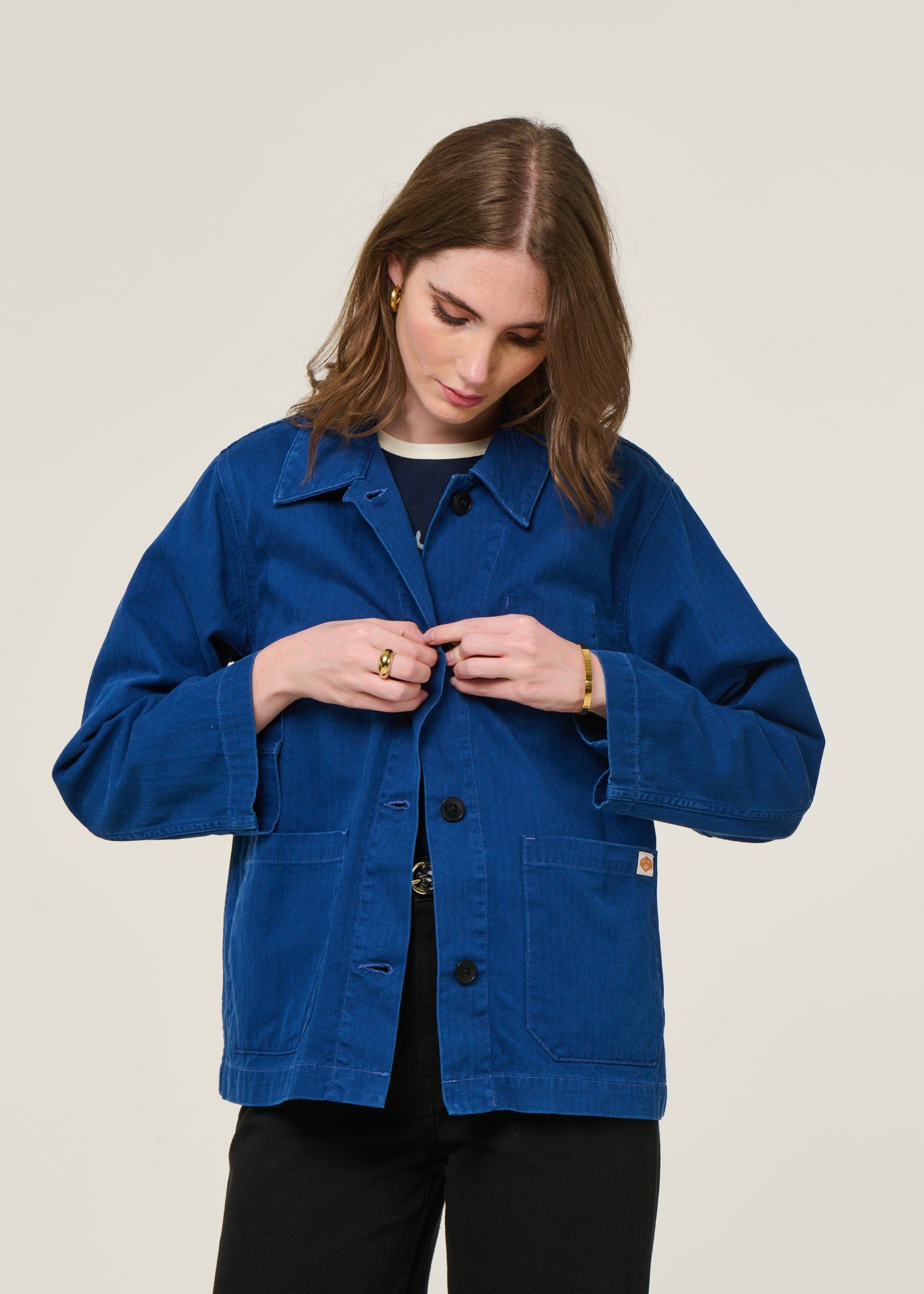 Jacke aus Bio-Baumwolle | Blau "lovis herringbone denim jacket blue", Nudie Jeans, Foto 4