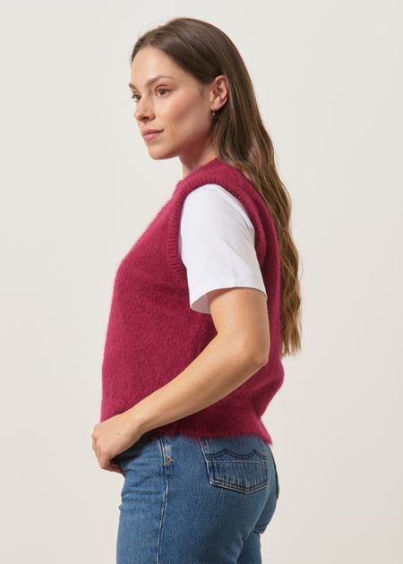 Pull sans manche en mohair certifié | aubergine "Luna", WeDressFair, photo 3