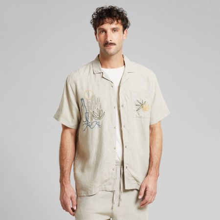 Chemisette brodée en lin | beige "shirt marstrand linen emb ecru"