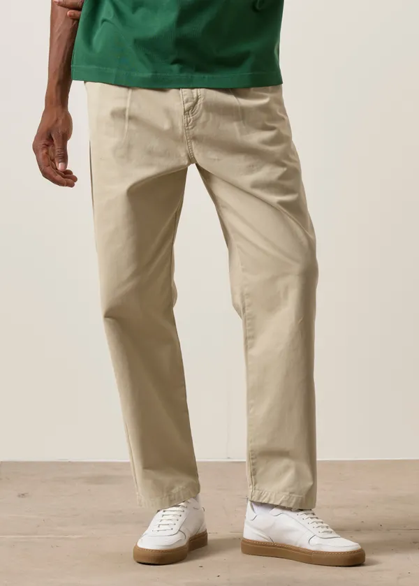 Pantalon pince droit en coton bio | beige "Maguro - mineral", Bask in the Sun