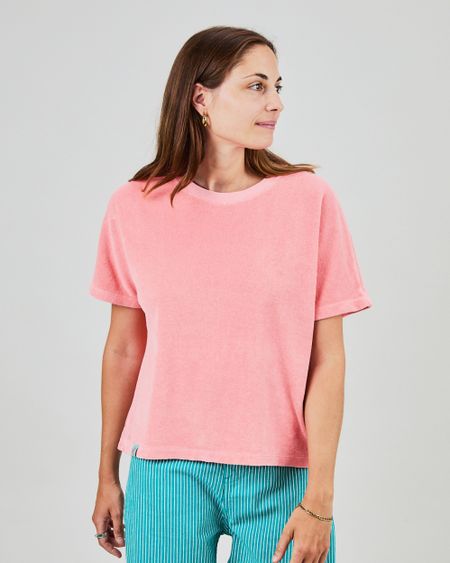 T-shirt en coton bio | pêche "terry oversize tee peach"