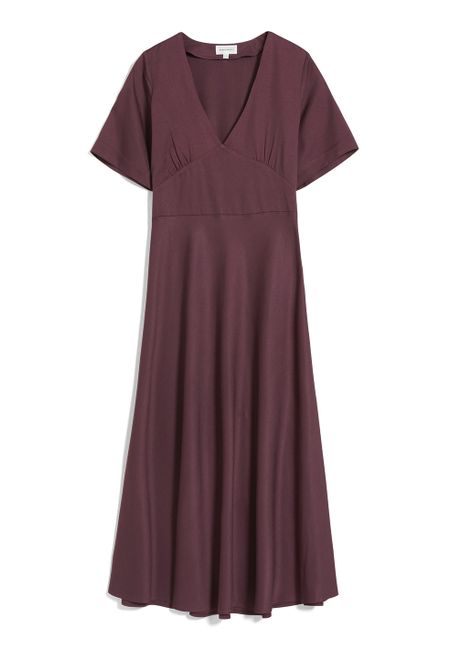 Robe longue col v aubergine en lenzing - rosamaary, Armedangels, photo 6