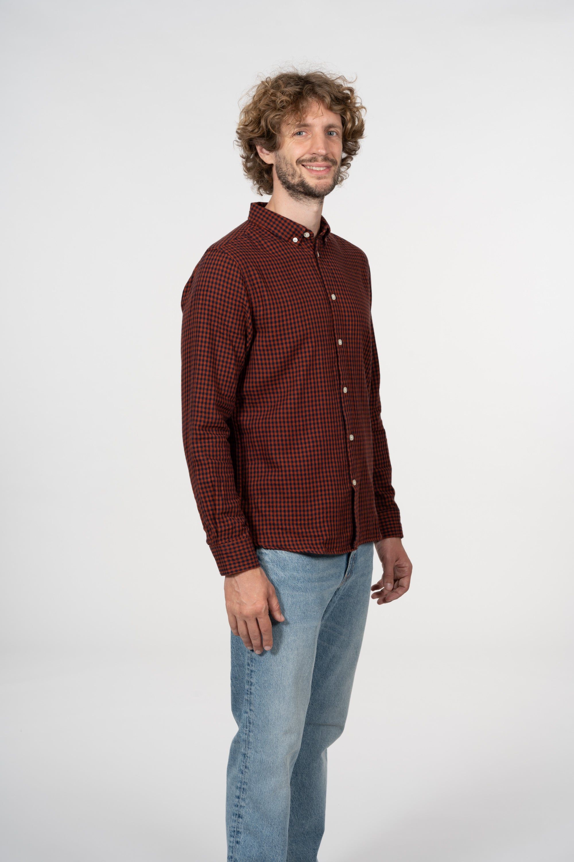 Chemise à carreaux rouge en coton bio - larch arabian spice, Knowledge Cotton Apparel, photo 3