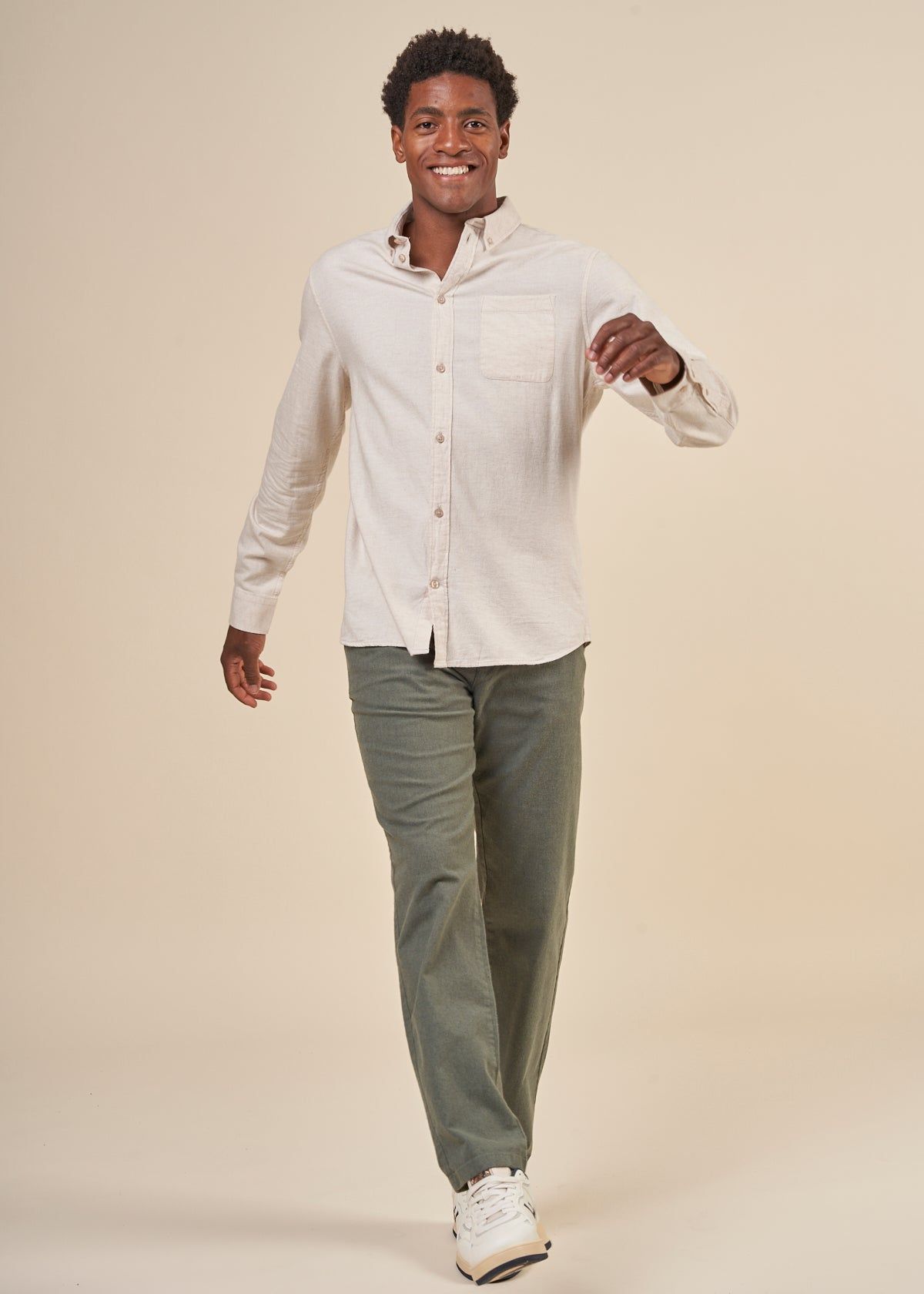 Chino en flanelle de coton bio | vert forêt "chuck flannel chino pants forrest night, Knowledge Cotton Apparel, photo 5