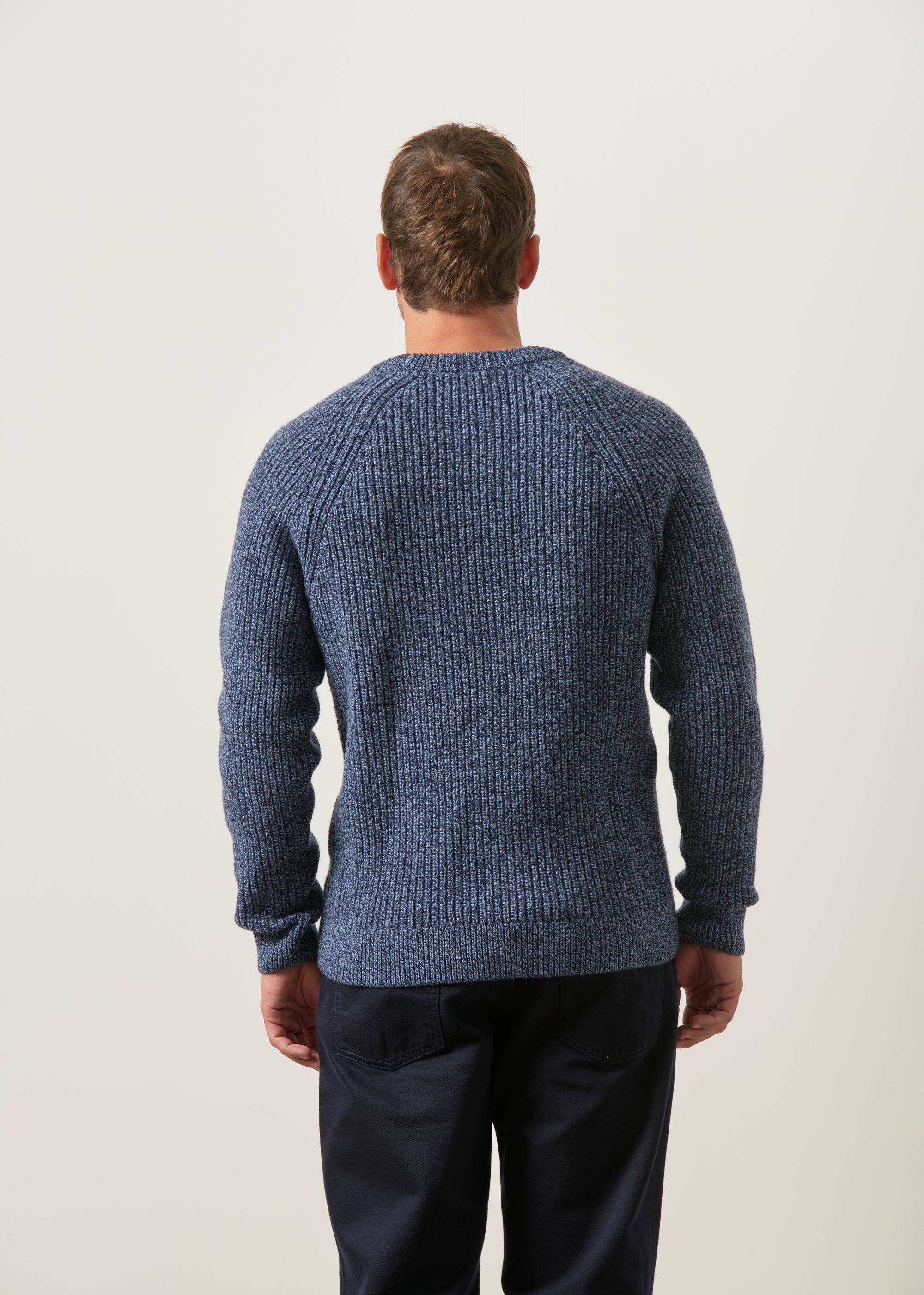 Pull raglan côtes anglaises en laine mérinos | bleu chiné, WeDressFair, photo 4