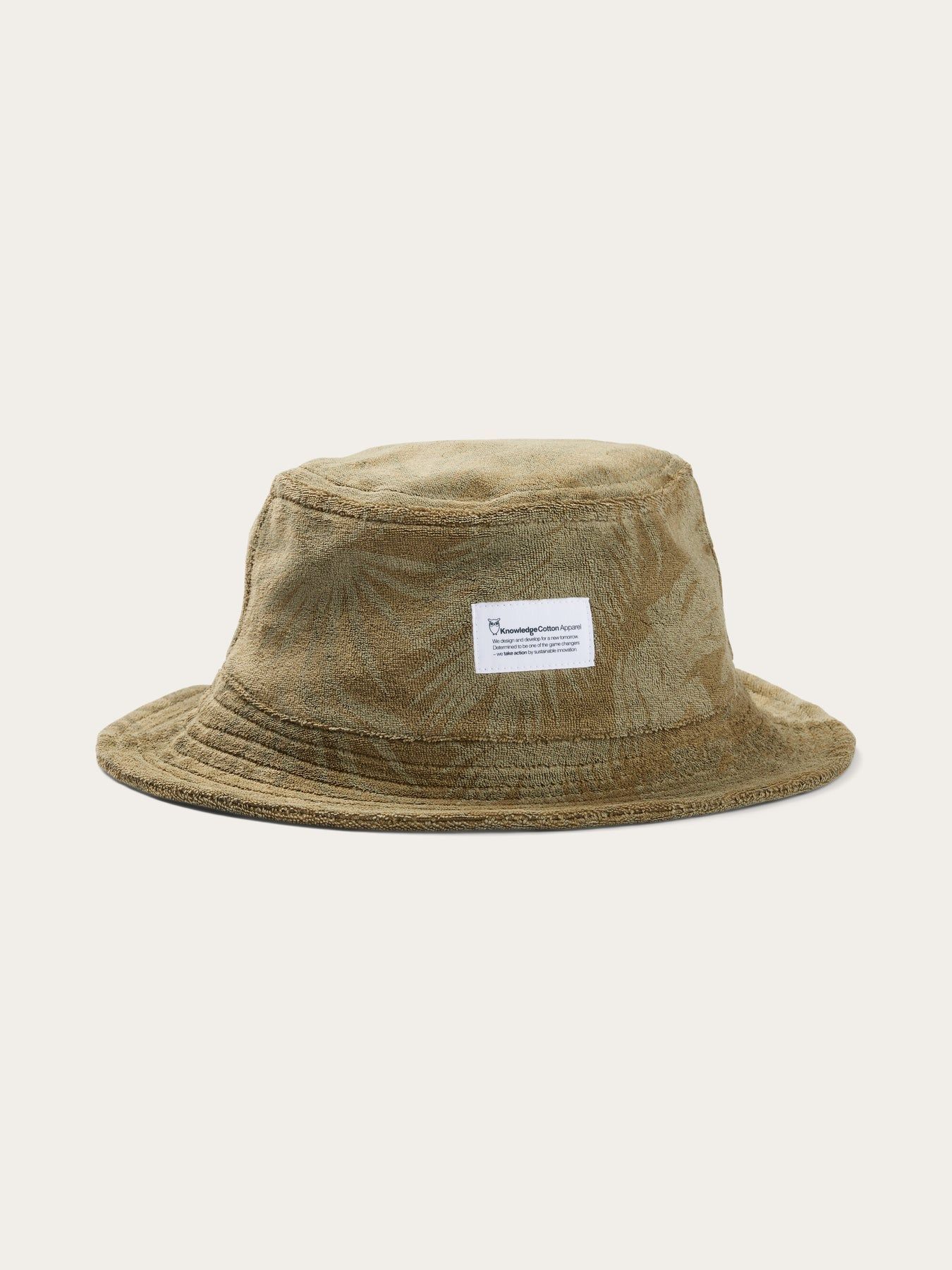 Bob imprimé vert en coton bio et matière recyclée - terry printed buckle hat aop, Knowledge Cotton Apparel, photo 1