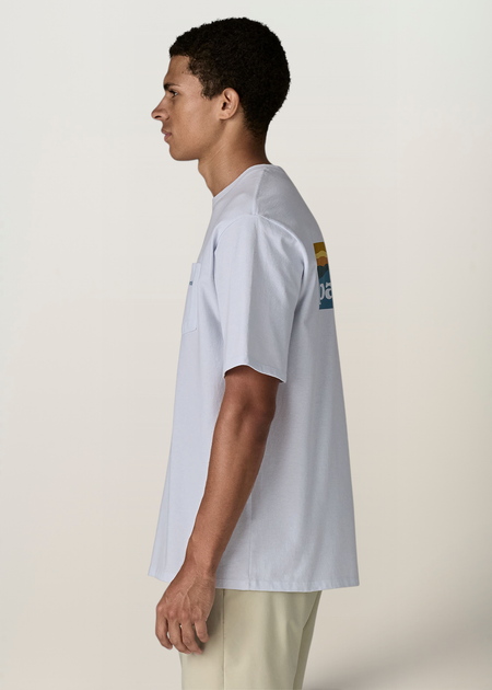 T-shirt à poche en matières recyclées | blanc "boardshort logo pocket responsibilitee - fbwi", Patagonia, photo 3