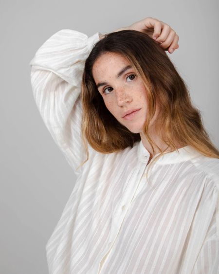 Chemise oversize blanche en coton bio - polka dot boho blouse white - white, Brava Fabrics, photo 6