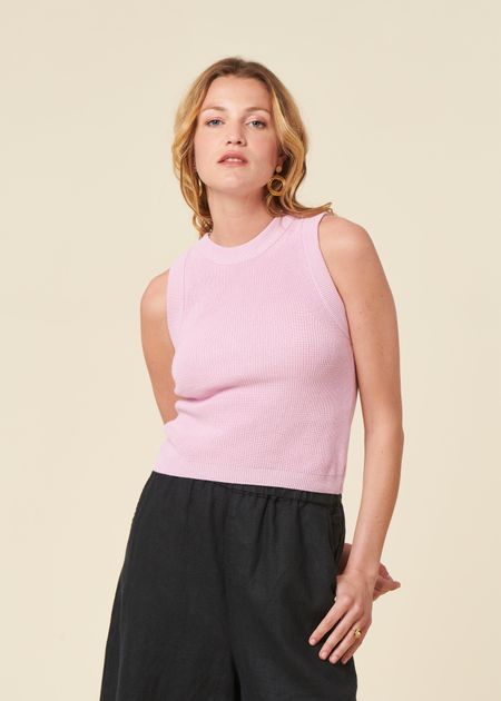 Pull sans manches en coton biologique | rose "garda - light orchid"