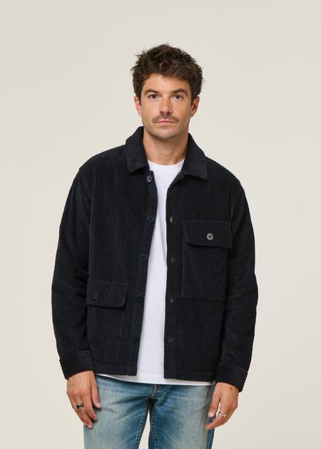 Veste velours en coton bio | marine "navy corduroy gabin shirt" - Thinking Mu