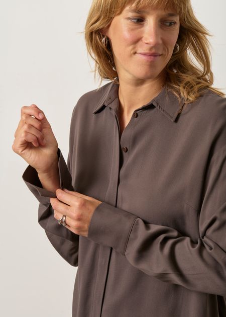 Blouse en viscose ecovero | marron "larisaana longsleeve blouse - claystone" - Armedangels