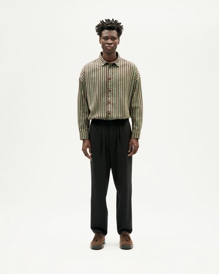 Pantalon droit en laine | noir "black damien pants", Thinking Mu, photo 3