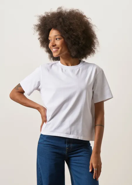 T-shirt boxy en coton bio | blanc, WeDressFair, photo 6