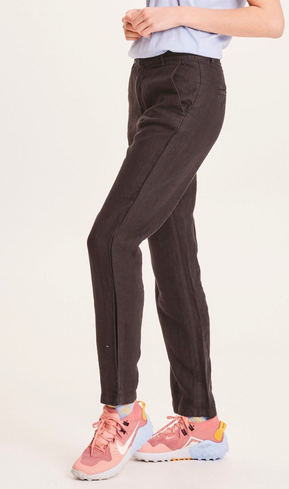 Pantalon ample noir en lin biologique - senna loose pants black jet, Knowledge Cotton Apparel, photo 3