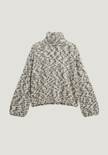 Pull col montant en laine bio et mohair certifiée| blanc et noir, Armedangels, photo 7