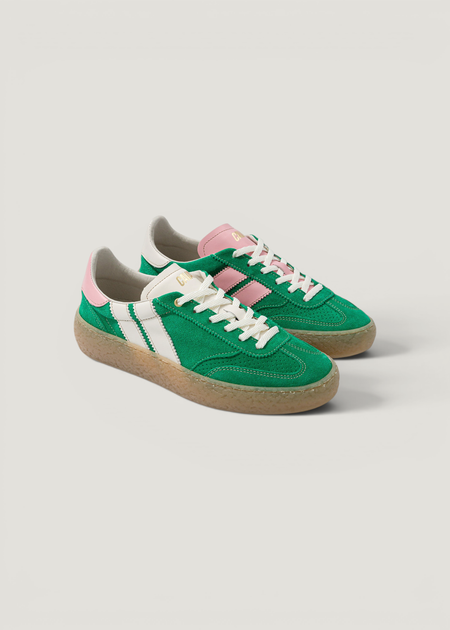 Baskets en cuir certifié | vert/rose "high pulse pine bloom"