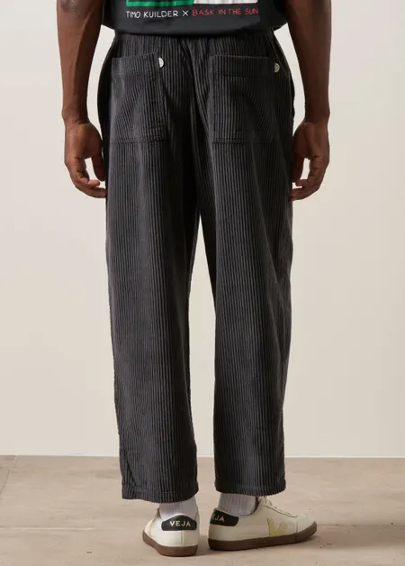 Pantalon ample velours en coton bio | gris "Cord wide pant - washed anthracite", Rotholz, photo 4