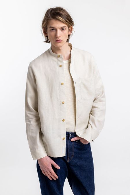 Chemise mao en lin naturel - mandarin shirt natural linen