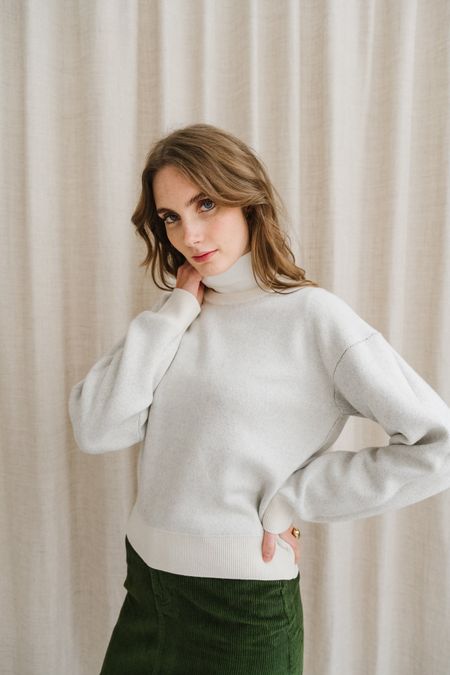 Pull en coton bio et laine certifiée | écru "flowers philis knitted sweater"