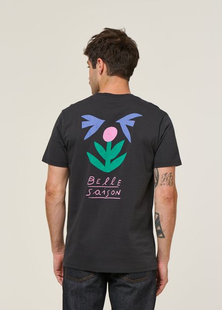 T-shirt en coton bio | noir "belle saison noir carbone - carbon black"