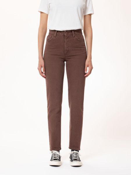 Jean mom marron en coton bio - breezy britt washed cinnamon, Nudie Jeans, photo 1