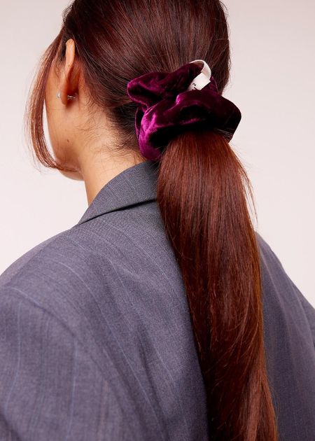 Chouchou en matière upcyclée | violet "velours prune"