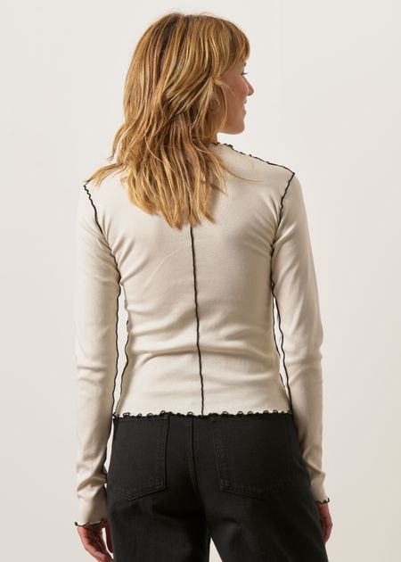 Top manches longues en coton bio | écru "Pin-tucked long-sleeve - nature white", Rotholz, photo 4