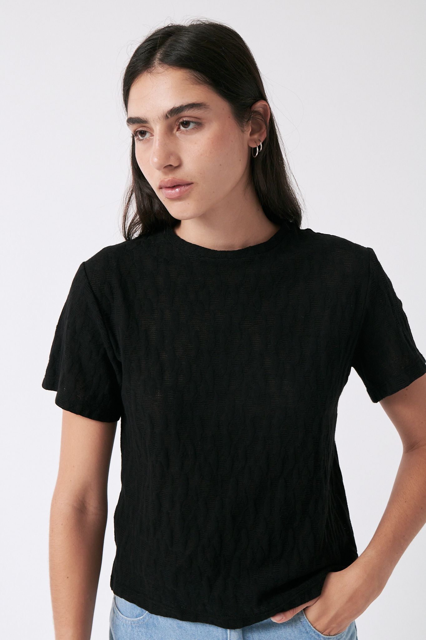Strukturiertes T-Shirt aus Bio-Baumwolle | schwarz "Midnight t-shirt - black", AMT Studio, Foto 3