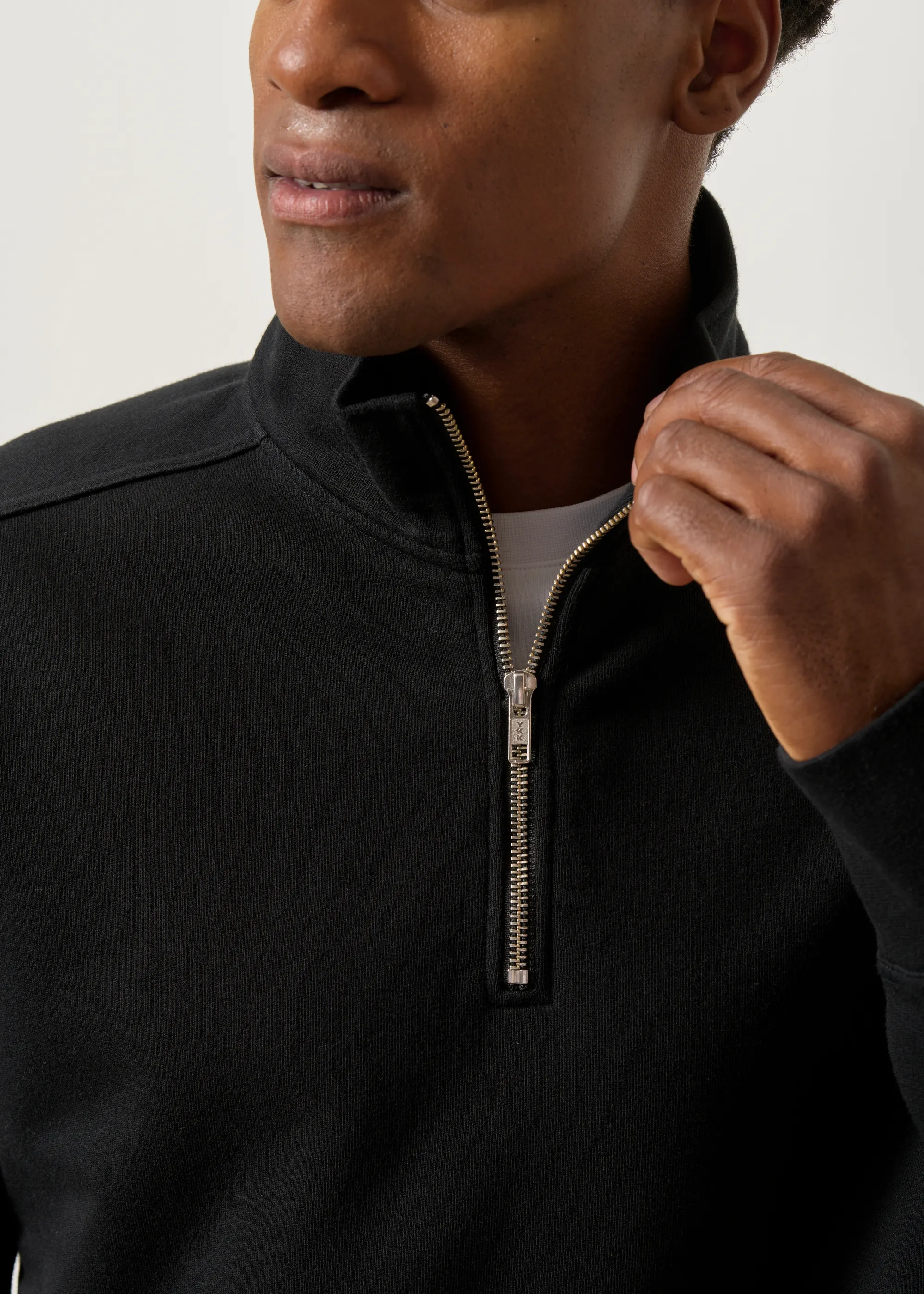 Sweat camionneur col zippé en coton bio | noir, WeDressFair, photo 4