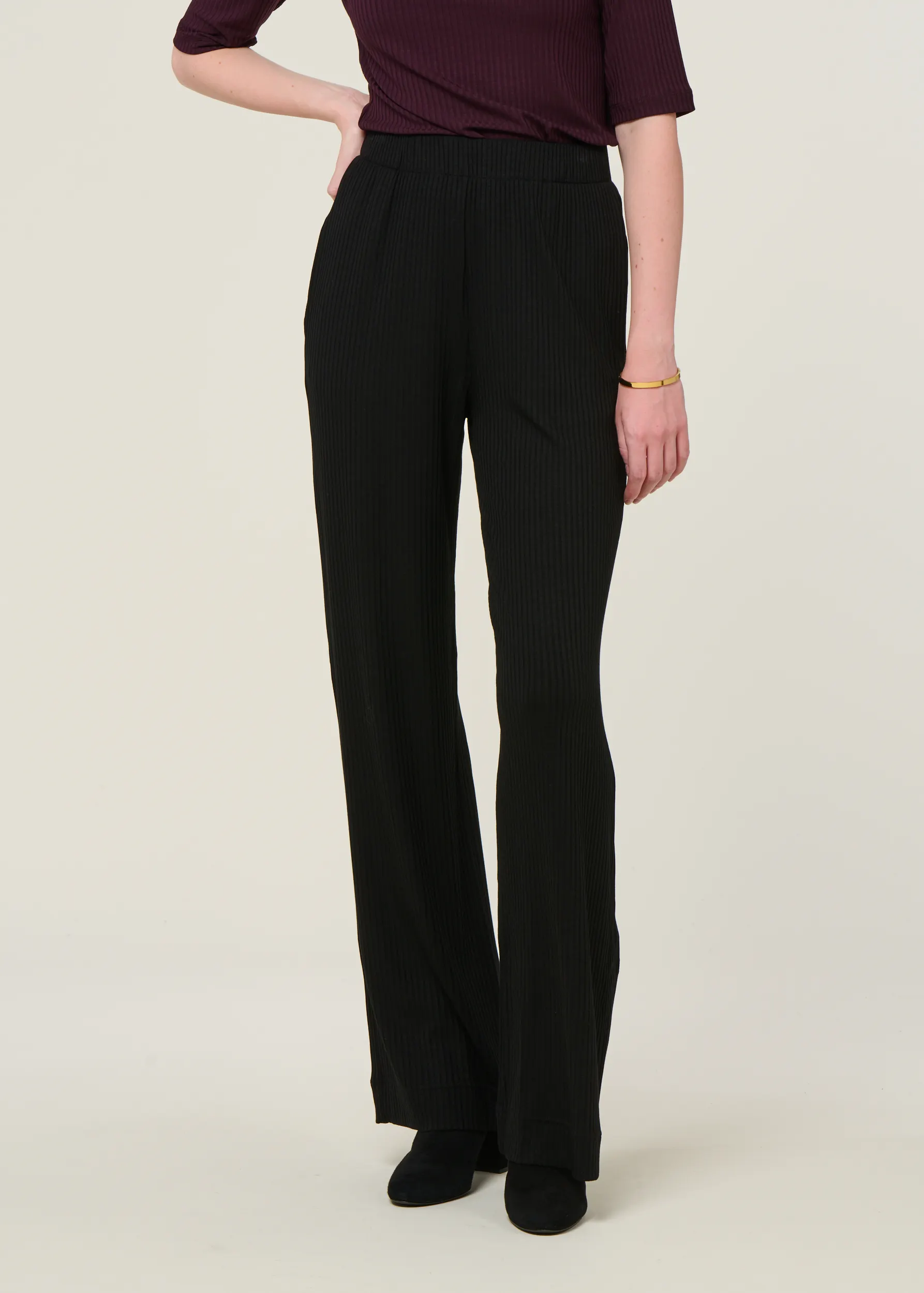 Pantalon ample côtelé en tencel | noir "smilla black", Jan'n June, photo 1