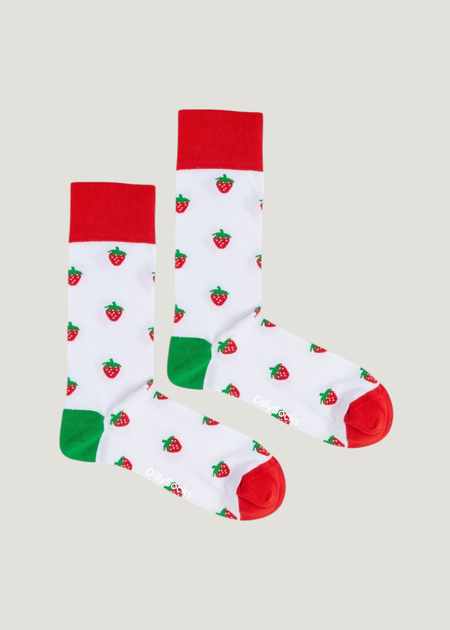 Chaussettes en coton bio | blanc "strawberry pop" - Dilly socks