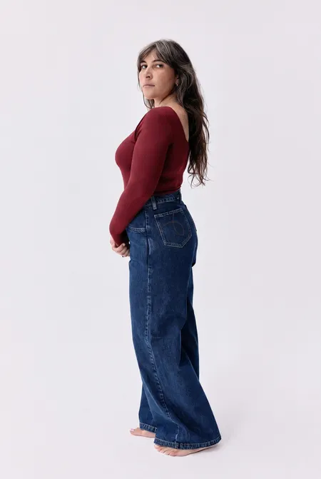 Body manches longues brassière intégrée en tencel côtelé | bordeaux "Céline", Maline Bodywear
