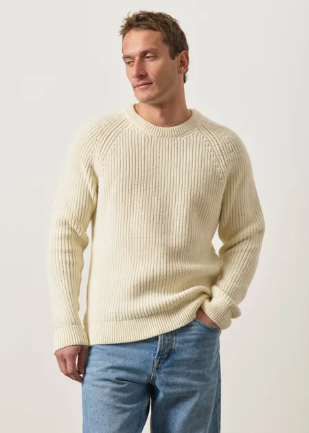 Pull raglan côtes anglaises en laine mérinos | écru, WeDressFair