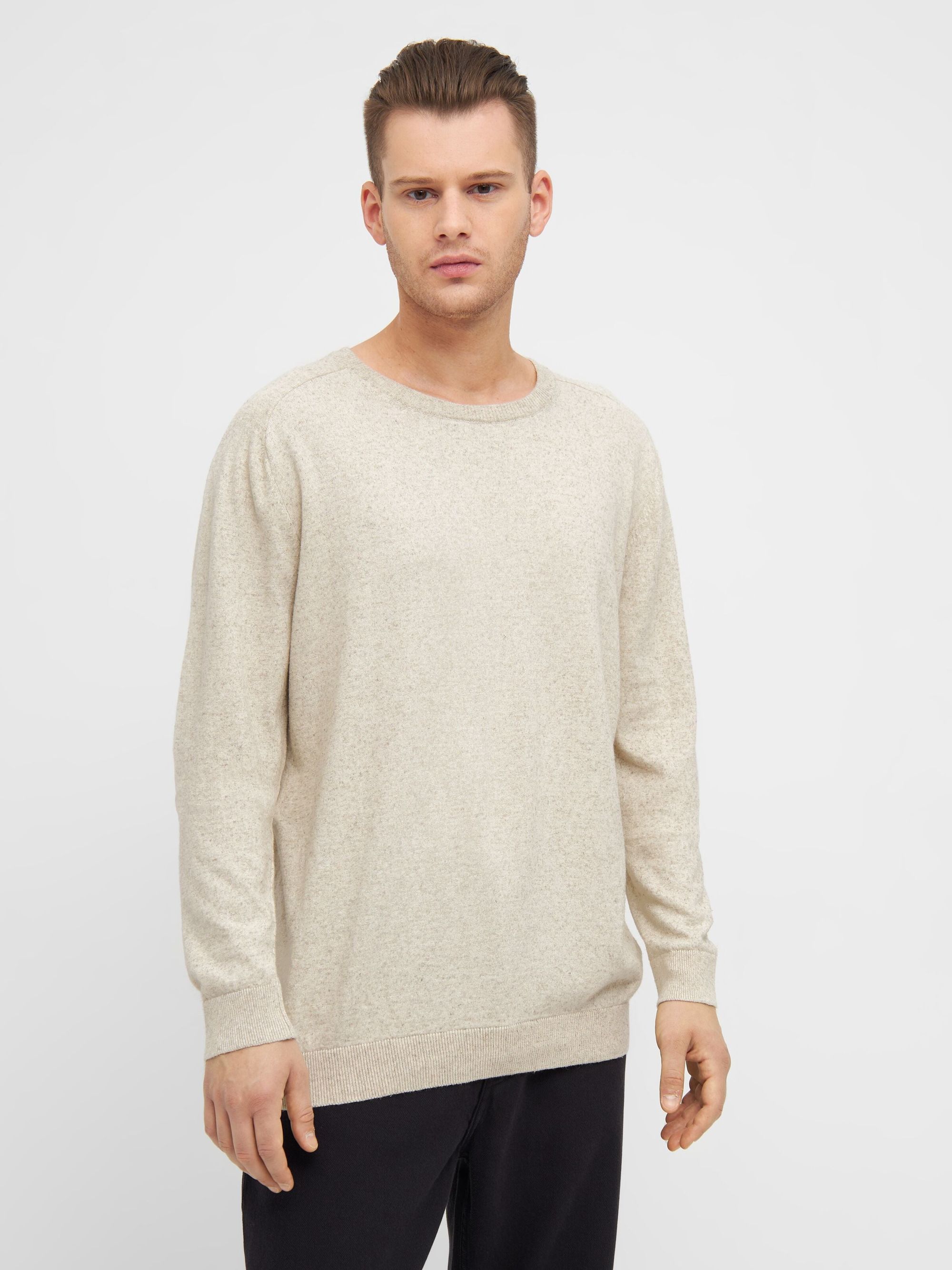 Pull en chanvre et coton bio | beige "cotton hemp knit light feather gray", Knowledge Cotton Apparel, photo 1