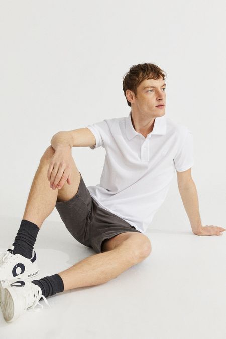 Polo slim piqué blanc en coton bio - ted slim