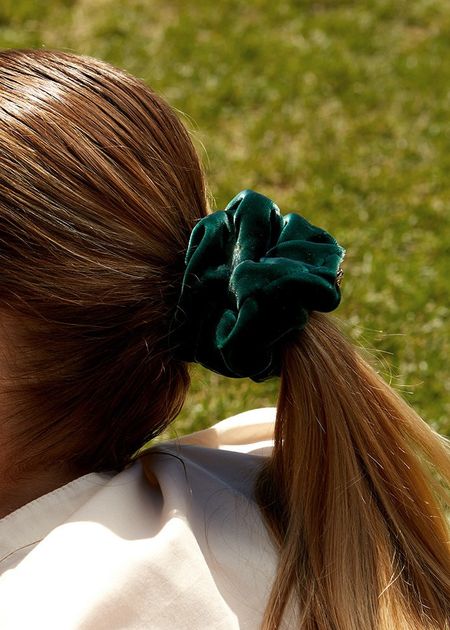 Chouchou en velours upcyclé | vert "chouchou en velours vert émeraude - grand" - Chou²