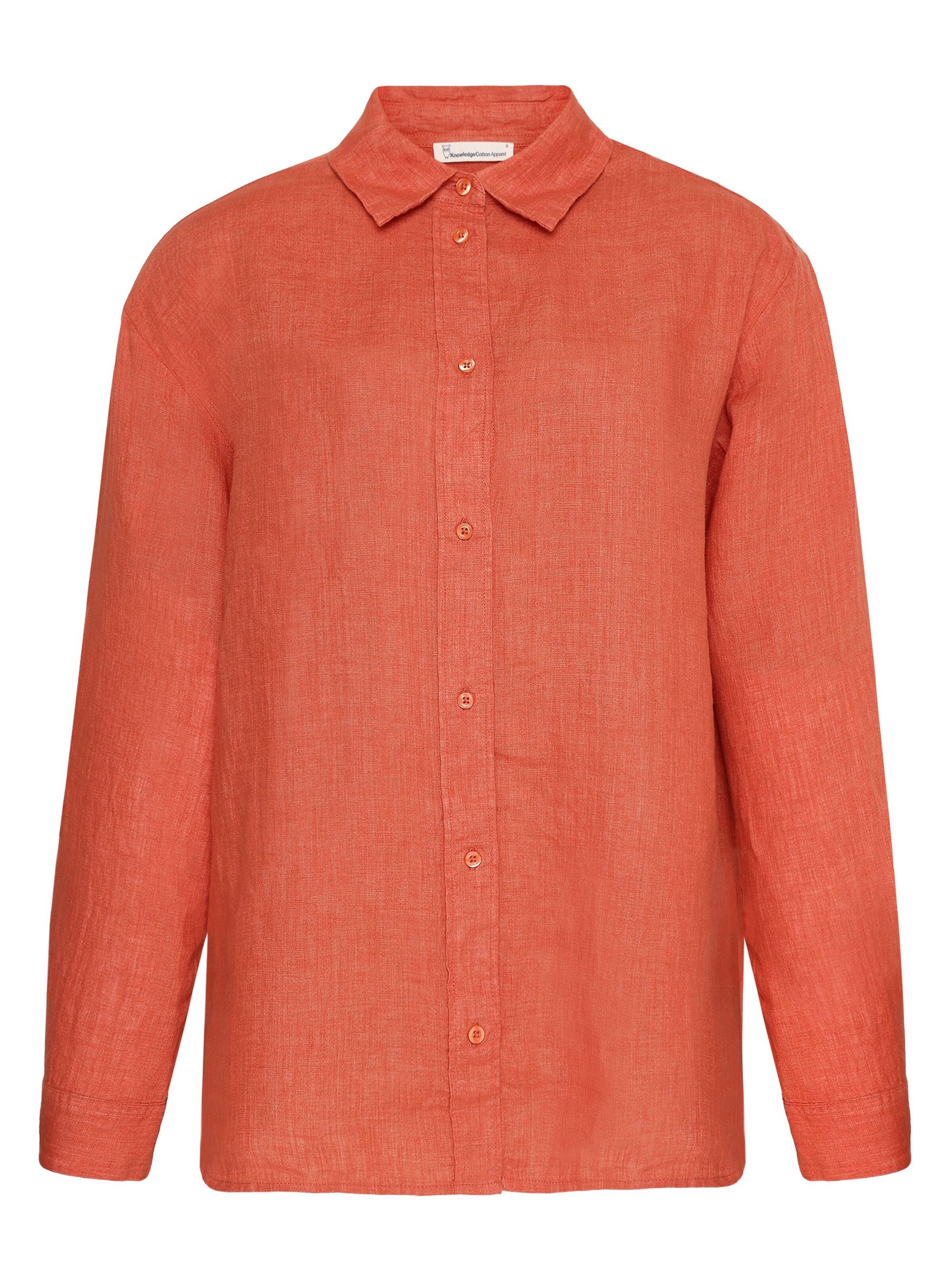 Hemd aus Bio-Leinen | rot "loose linen long sleeved shirt - langoustino", Knowledge Cotton Apparel, Foto 1