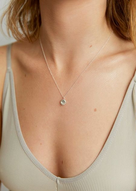 Collier en argent recyclé -  organic disc pendant necklace