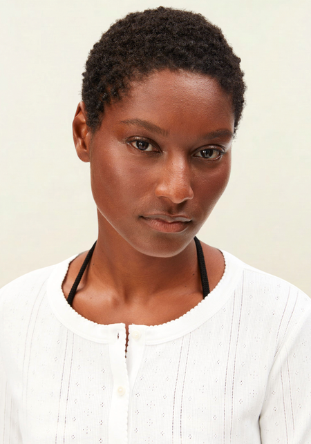 Cardigan léger pointelle en coton bio | blanc "Pointelle cardigan - white" - Armedangels