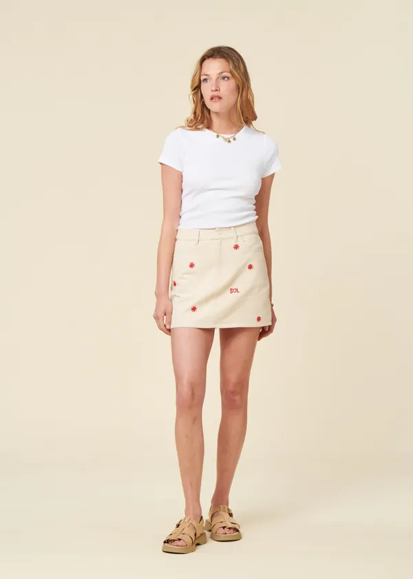 Jupe en coton bio | écru "sol chain kimmy skirt", Thinking Mu